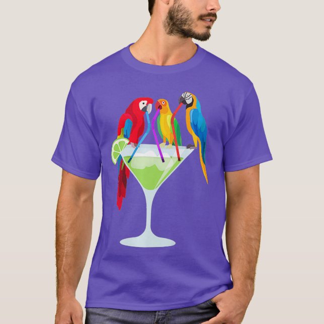T-shirt Perroquets Boire Margarita Vacances tropicales (Devant)