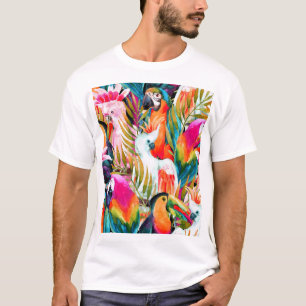 T-shirt Perroquets d'aquarelle : Motif Tropical