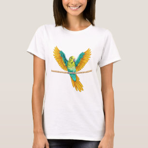 T-shirt Perruche ondulée sur une corde avec les ailes ouve