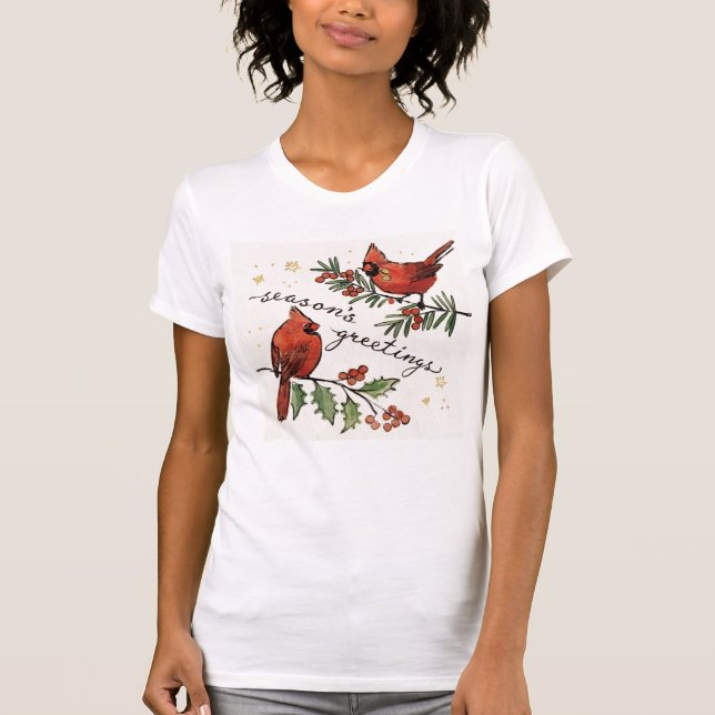 T-shirt Perruches de cardinal de Noël (Devant)