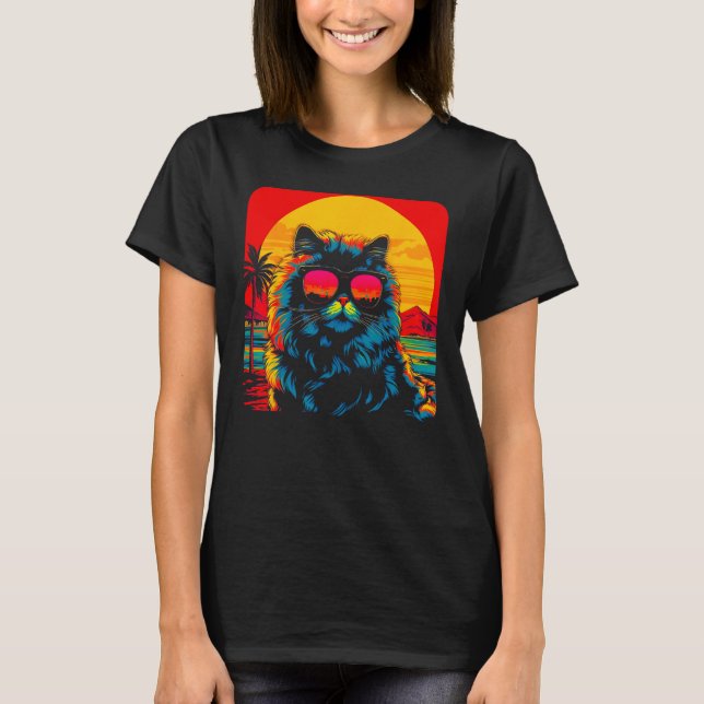 T-shirt Persian Cat Beach (Devant)