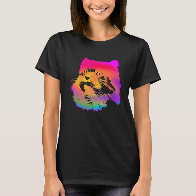 T-shirt Persian Cat Cute Rainbow Cats Graphic Kitten (Devant)