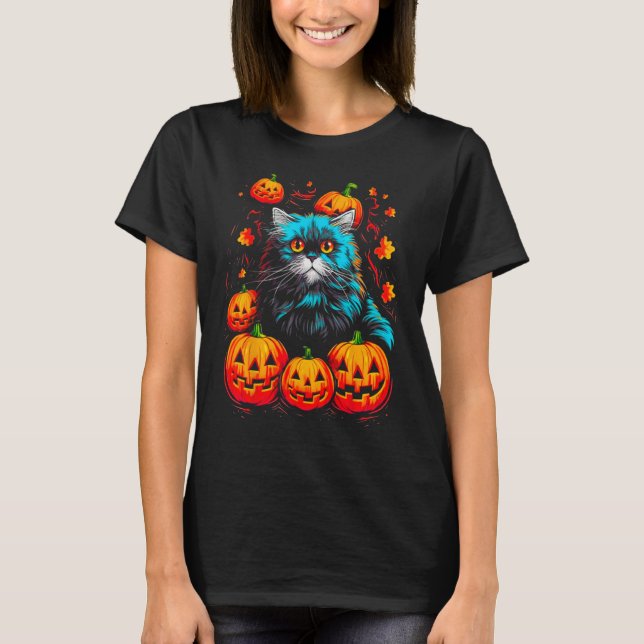 T-shirt Persian Cat Halloween (Devant)