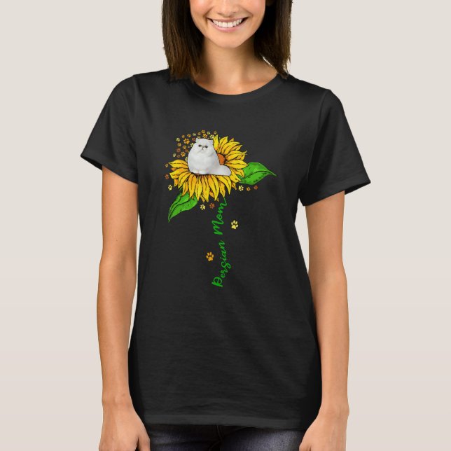 T-shirt Persian Mom Cute Cat On Sunflower Paws Lover Mothe (Devant)