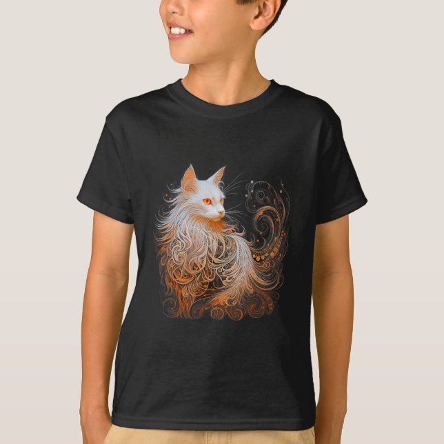 T-shirt Persiens orange Chat Long Cheveux mignon Kitten Lo (Devant)