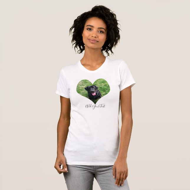T-shirt Personalisé Coeur Chien Animaux de compagnie Photo (Devant entier)