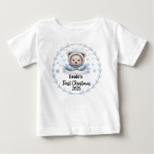 T - Shirt-Personalisiert Baby First Xmas 2025-Boy