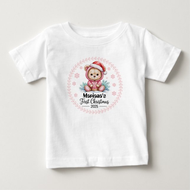 T - Shirt-Personalisiert Baby's Christmas 2025-Gir Baby T-shirt (Vorderseite)