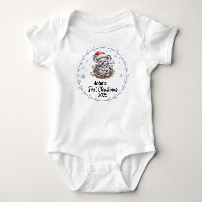 T - Shirt-Personalisiert Baby's First Xmas 2025-Bo Baby Strampler (Vorderseite)