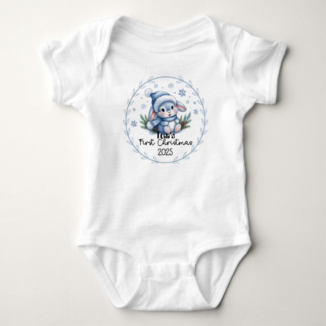 T - Shirt-Personalisiert Baby's First Xmas 2025-Bo Baby Strampler (Vorderseite)