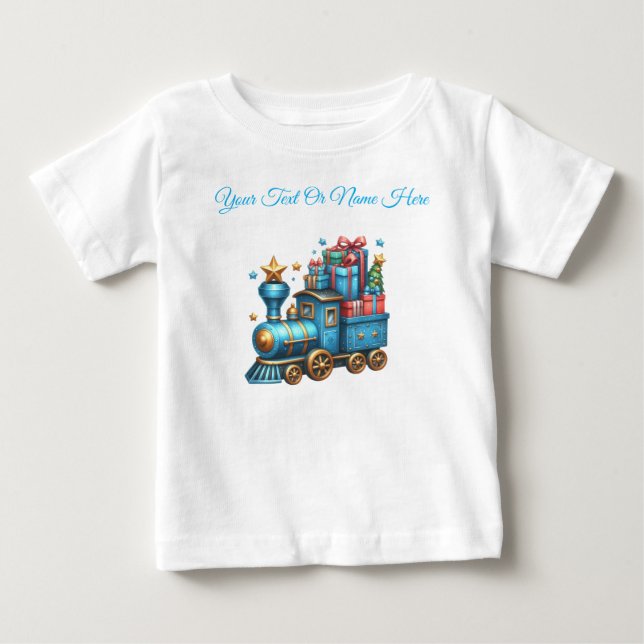 T - Shirt Personalisiert Blue Christmas Baby Jerse (Vorderseite)