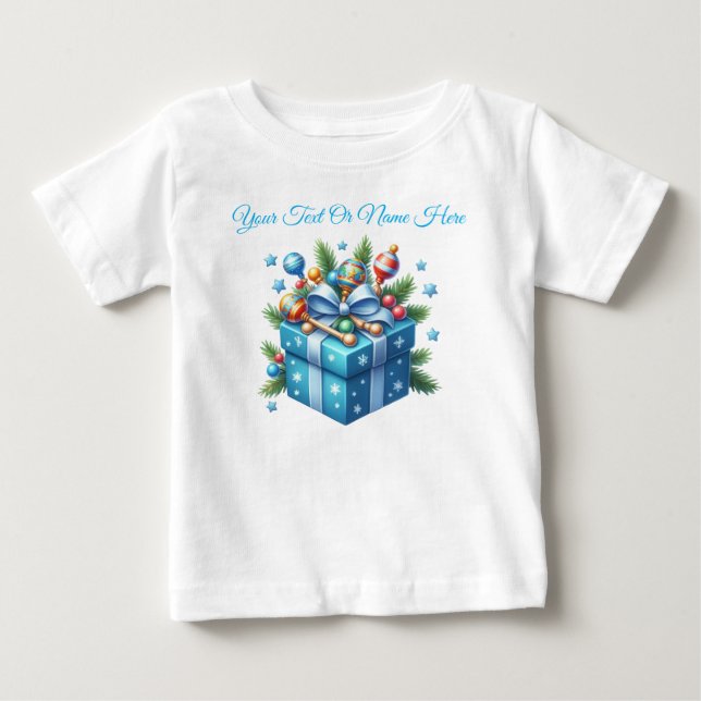 T - Shirt Personalisiert Pink Christmas Baby Jerse (Vorderseite)