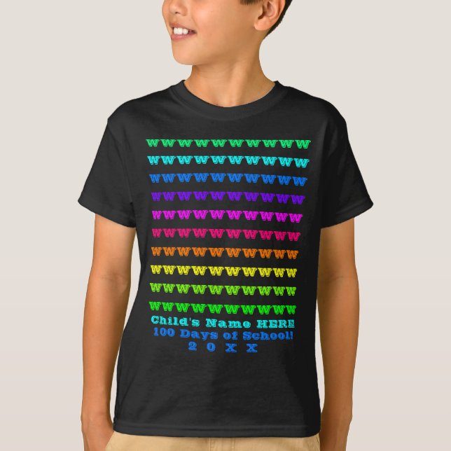 T-shirt Personalized Kids Name, Fun 100 Days of School (Devant)