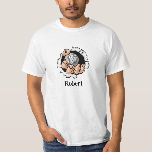 T-shirt Personalized name Funny golf ball (Devant)