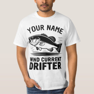 T-shirt Personalized Name Wind Current Drifter Bass Fish
