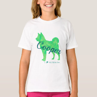 T-shirt Personalized Pastel Green Color Shiba Inu Dog 柴犬