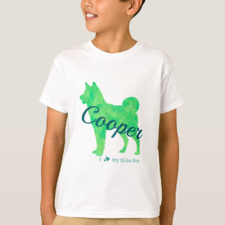 T-shirt Personalized Pastel Green Color Shiba Inu Dog 柴犬