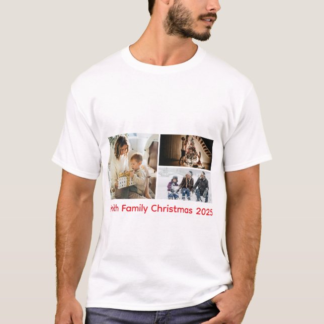 T-shirt Personalized Photo Collage Family Christmas (Devant)