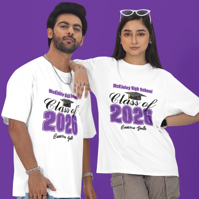 T-shirt Personalized Purple Class of 2026 Graduation (Créateur téléchargé)