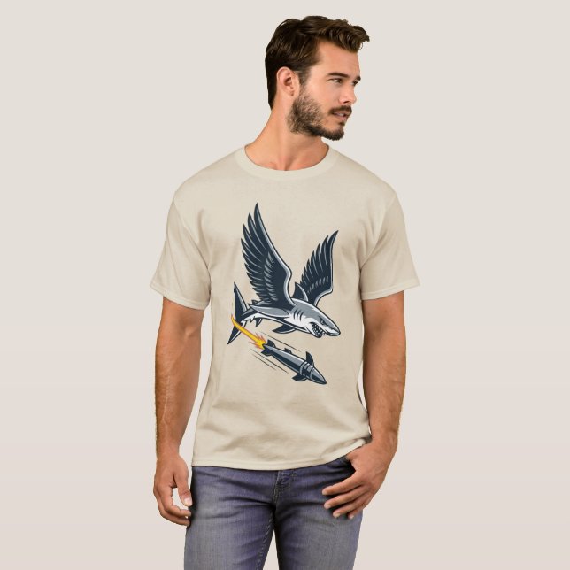 T-shirt Personalized Shark with Wings and Missile Drop (Devant entier)