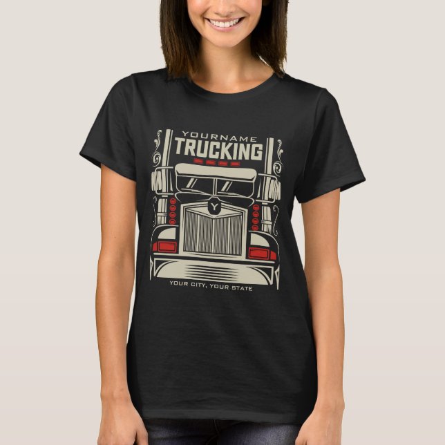 T-shirt Personalized Trucking 18 Wheeler BIG Trucker (Devant)