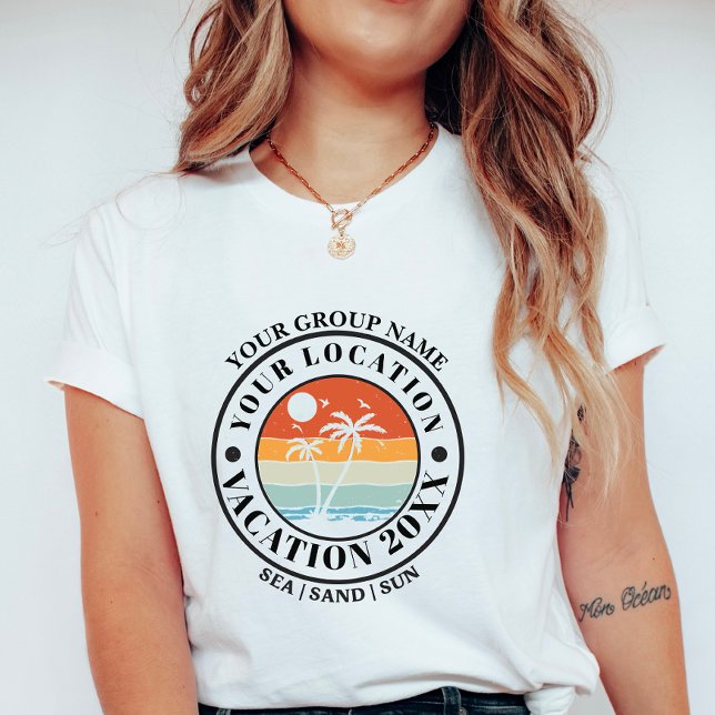 T-shirt Personalized Vacation Palm Badge, Group Vacation (Créateur téléchargé)