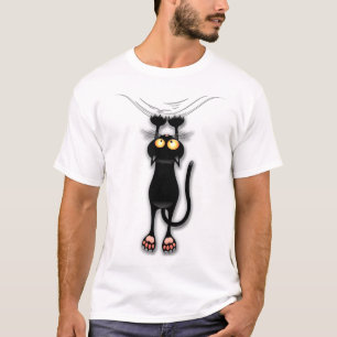 T-shirt Personnage de chat drôle grattant le tissu