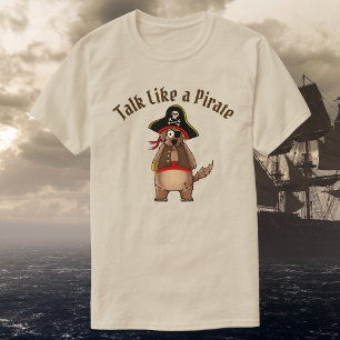 T-shirt Personnage de Chien Pirate Fantaisiste Unisexe