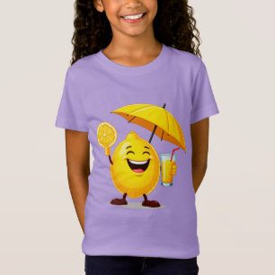 T-Shirt Personnage de dessin animé Happy Lemon tenant du j