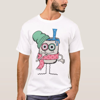 T-shirt Personnage de dessin animé hipster au lait avec un