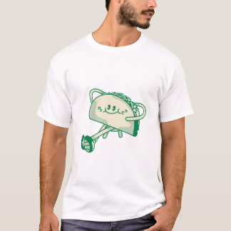 T-shirt Personnage de mascotte de taco vert mignon qui mar