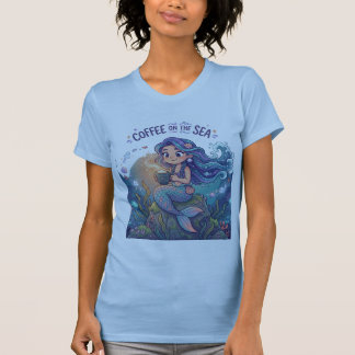 T-shirt Personnage de mer mignon avec coven de café