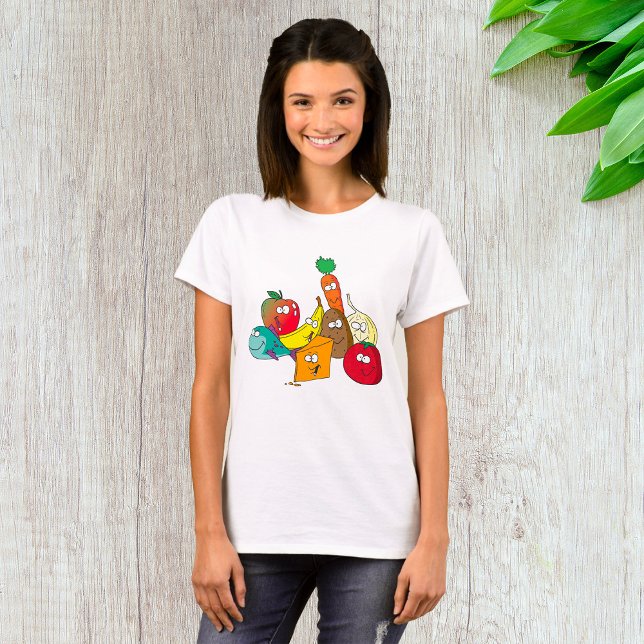 T-shirt Personnages amis drôles de groupe alimentaire de d (Créateur téléchargé)