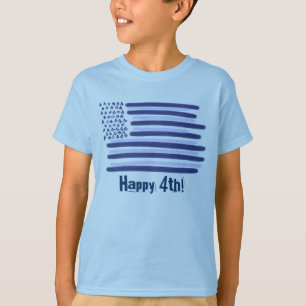 T-shirt Personnalisable blue American flag boys 4th july t