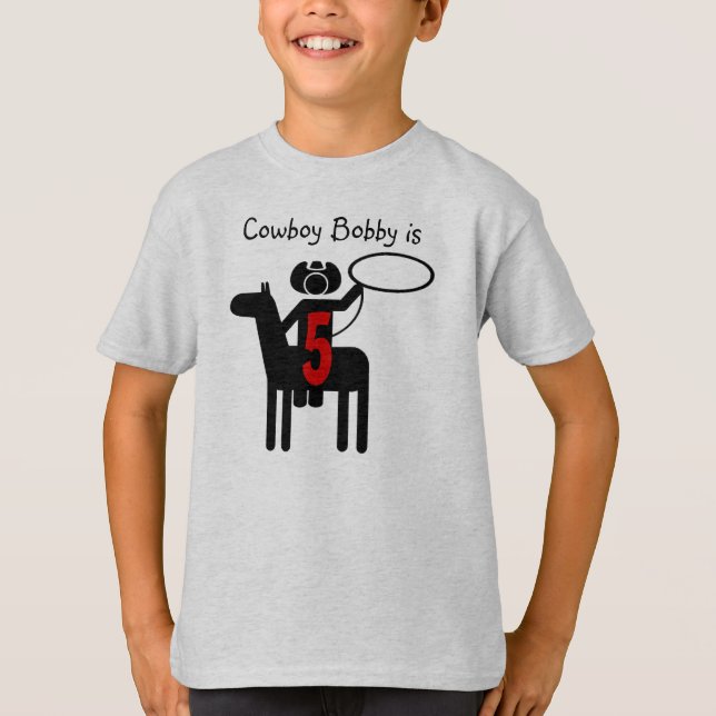 T-shirt personnalisable d'anniversaire de cowboy (Devant)