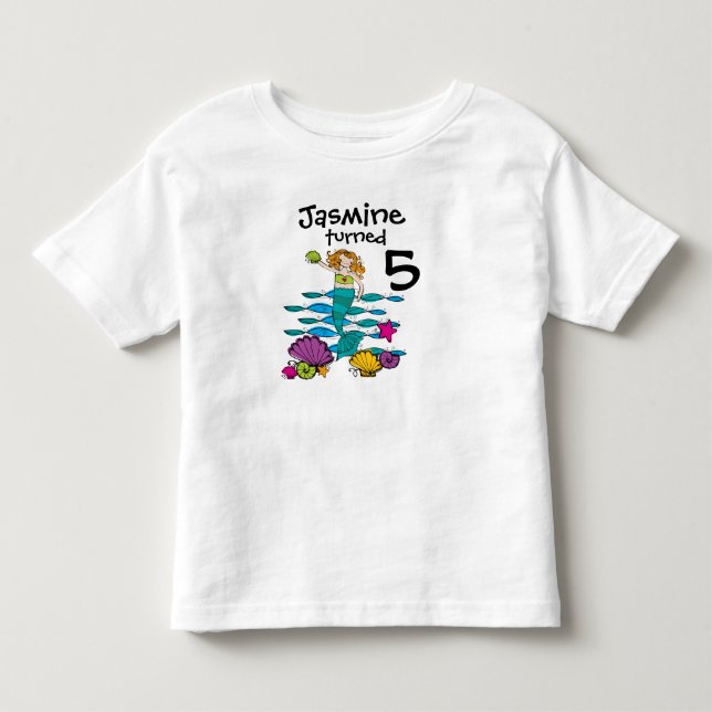 T-shirt personnalisable d'anniversaire de sirène (Devant)