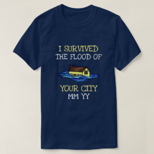 T-shirt Personnalisable j'ai survécu à l'inondation sombre