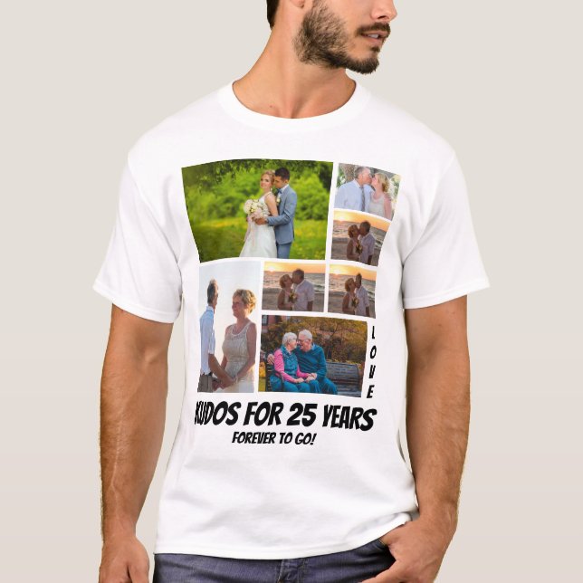 T-shirt Personnalisé 25 Anniversaire 7 Collage photo (Devant)