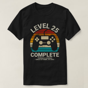 T-shirt Personnalisé 25e anniversaire Mariage Retro Gamer