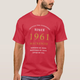 T-shirt Personnalisé 60e anniversaire 1961 Gold Red Papa