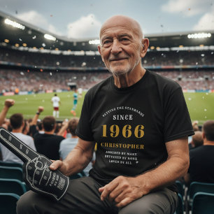 T-shirt Personnalisé 60e anniversaire 1966 Nom Black Gold