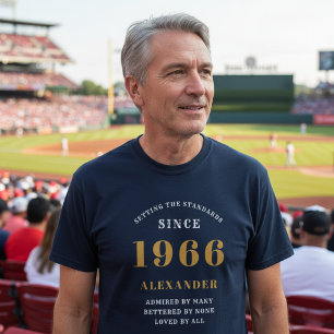 T-shirt Personnalisé 60e anniversaire 1966 Nom Blue Gold