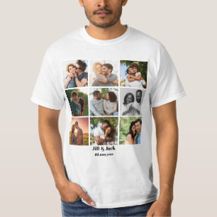 T-shirt Personnalisé 9 Photo Collage Modèle pour couples