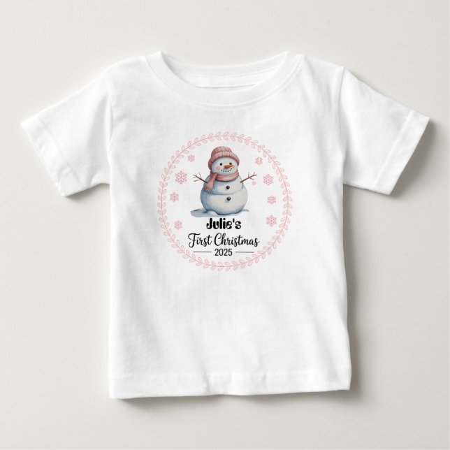 T-shirt personnalisé Baby's First Xmas 2025-Girl (Devant)