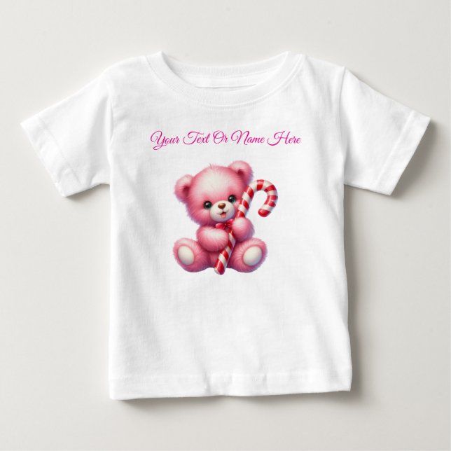 T-shirt personnalisé bébé rose Noël Jersey (Devant)
