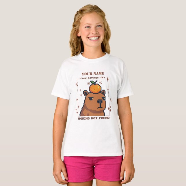 T-Shirt Personnalisé Capybara Pixel — Nom Personna (Devant entier)