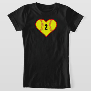 T-shirt personnalisé Coeur de softball Filles mign