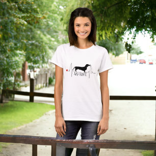 T-shirt Personnalisé Dachshund Aimer Mon Coeur Chien Beat