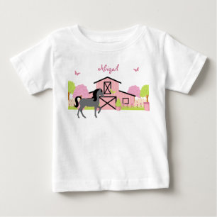 T-Shirt personnalisé de jolie grange et de cheval 