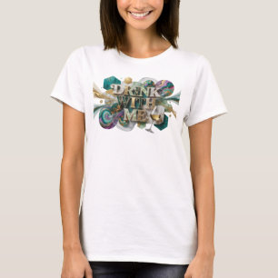 T-shirt personnalisé DRINK WITH ME sarcelle accroc